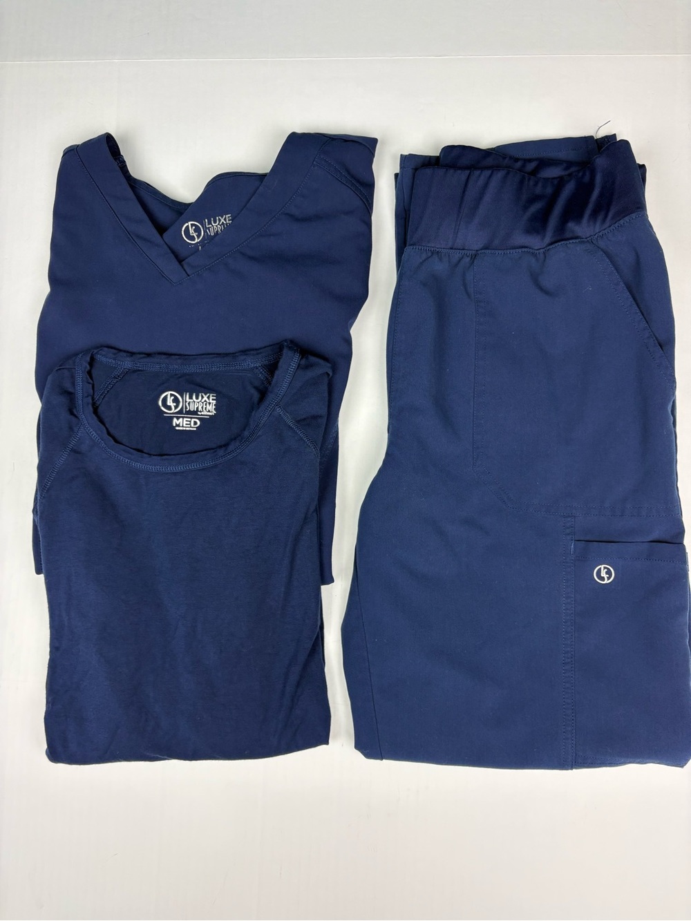 Allheart Luxe Supreme Women Medium Large Top Shirt Pants Set Navy Blue Nursing
